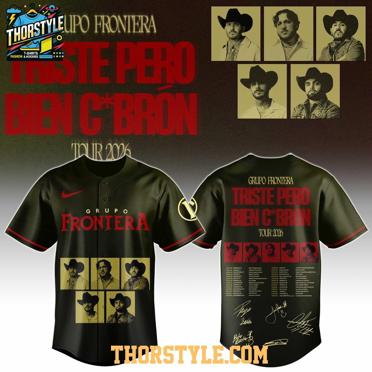Grupo Frontera Us Tour 2026 Triste Pero Bien C'Bron Baseball Jersey Grupo Frontera Us Tour 2026 Triste Pero Bien C'Bron Baseball Jersey