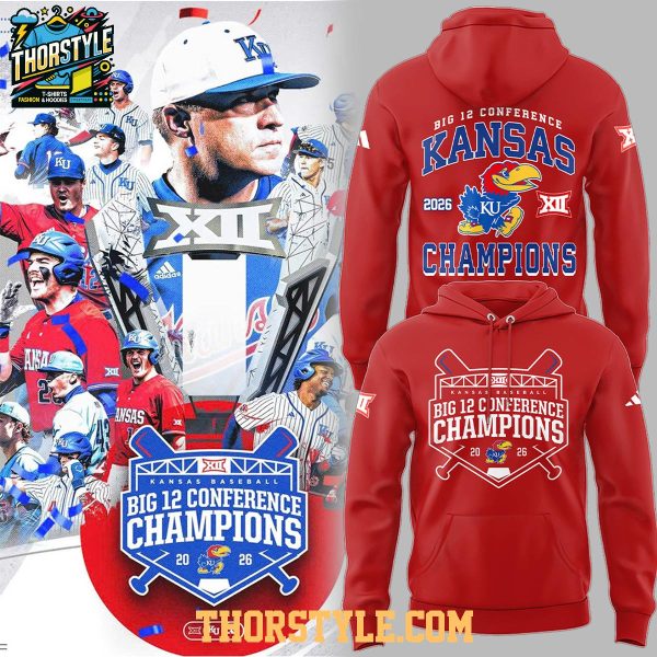 Kansas Jayhawks BIG12 Conference Champions 2026 Rock Chalk Hoodie