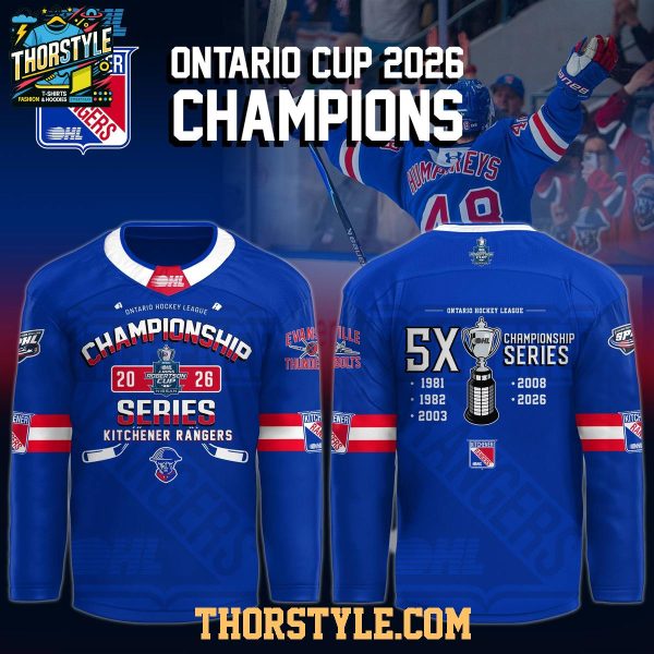 Kitchener Rangers 5 Times Champions Ontario League 2026 Hockey Jersey