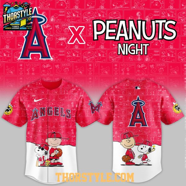 Los Angeles Angels Peanuts Game Night 2026 Classic Baseball Jersey