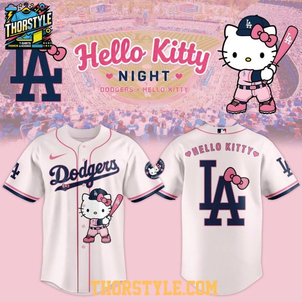 Los Angeles Dodgers  Hello Kitty 2026 Classic MLB Game Baby Pink Baseball Jersey
