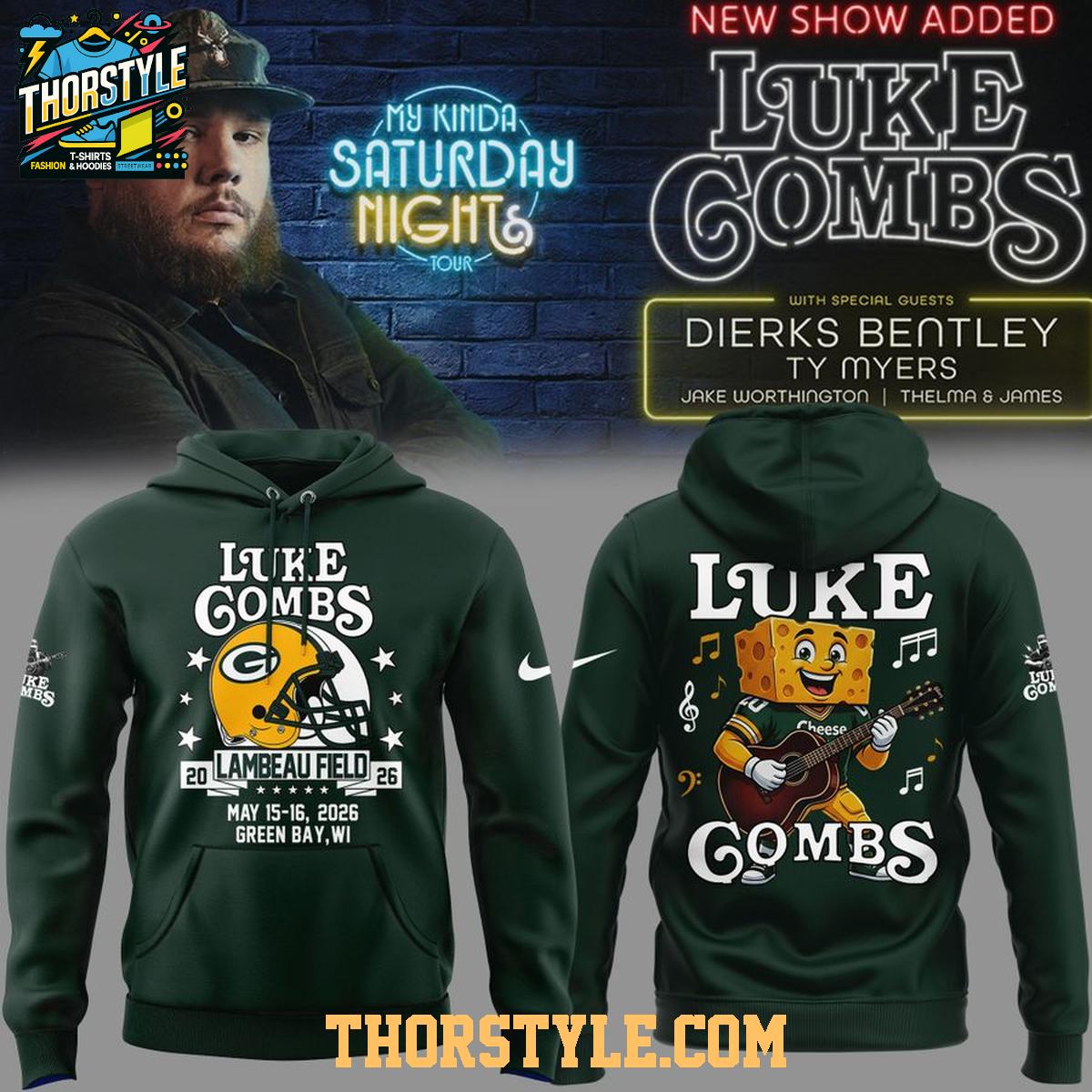 Luke Combs x Green Bay Packers Country Music 2026 Tour Hoodie T-Shirt Luke Combs x Green Bay Packers Country Music 2026 Tour Hoodie T-Shirt