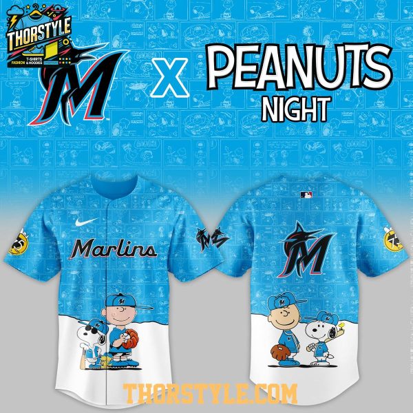Miami Marlins Peanuts Game Night 2026 Classic Baseball Jersey