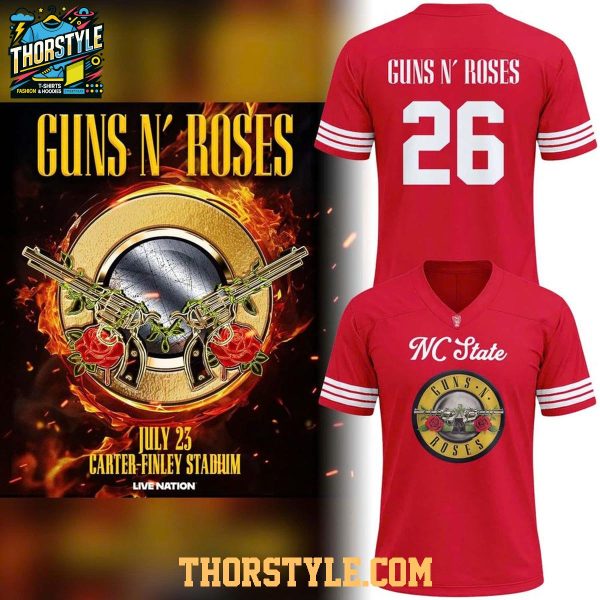 NC State Wolfpack x Guns N’ Roses_ World Tour 2026 Football Jersey Red