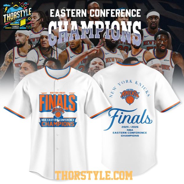 New York Knicks 2026 Eastern Conference Champions All White Baseball Jersey
