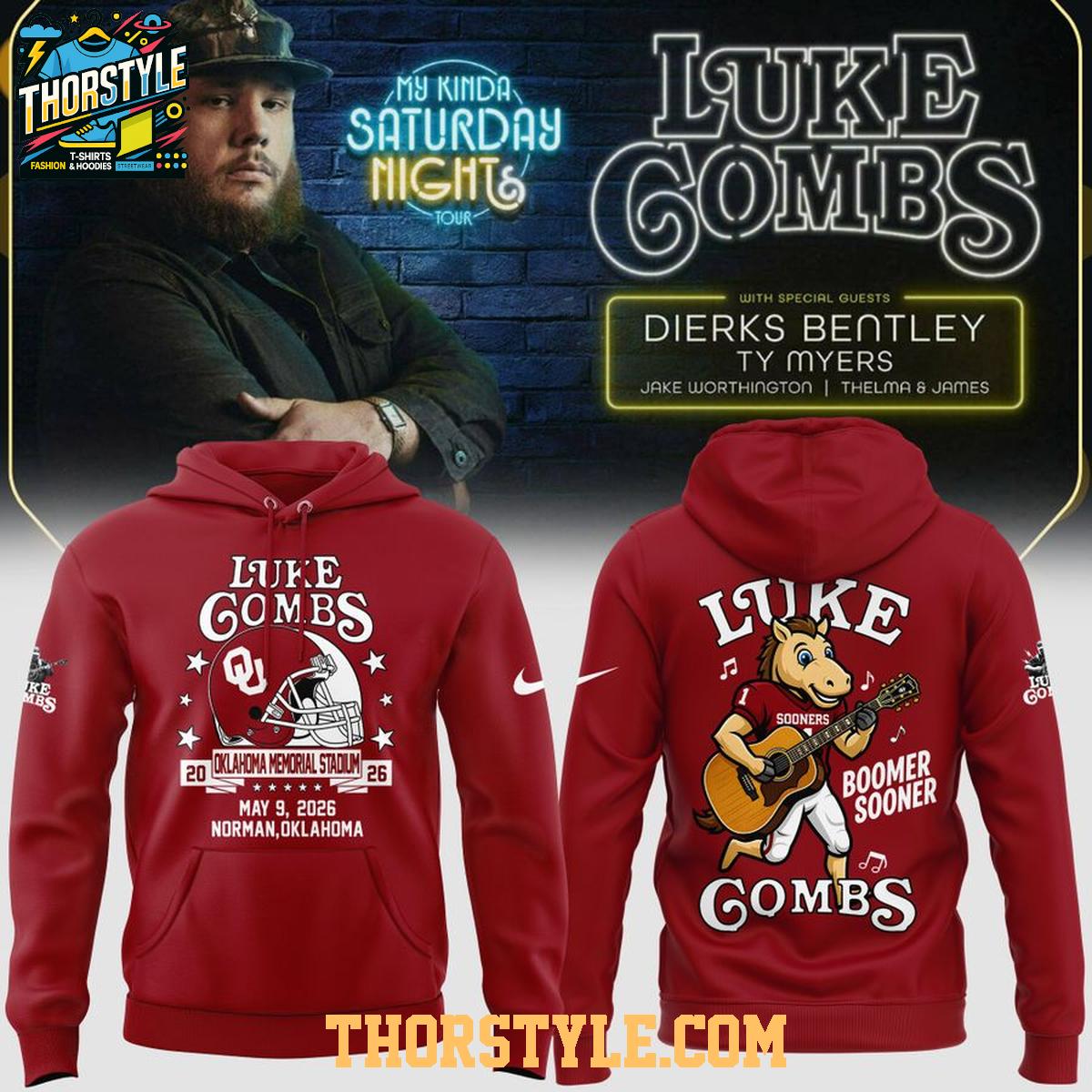 Oklahoma Sooners Luke Combs Boomer Sooner 2026 My Kinda Saturday Night Hoodie Oklahoma Sooners Luke Combs Boomer Sooner 2026 My Kinda Saturday Night Hoodie