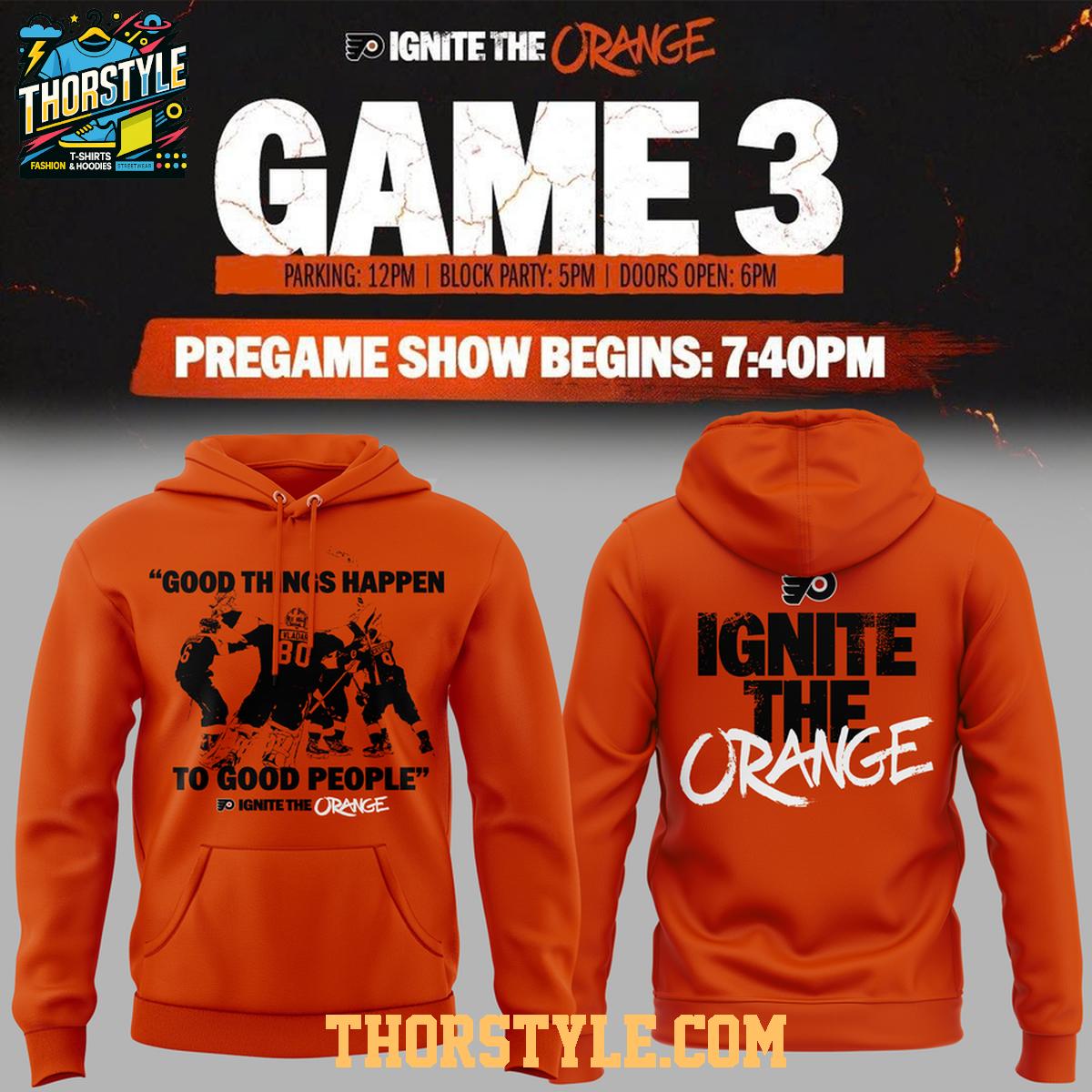 Philadelphia Flyers 2026 Good Things Happen Round 2 Game 3 Playoff Hoodie Shirts Philadelphia Flyers 2026 Good Things Happen Round 2 Game 3 Playoff Hoodie Shirts