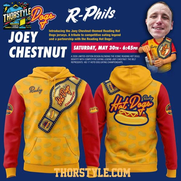 Reading Fightin Phils 2026 Hot Dogs Joey Chestnut Night Hoodie T-Shirt