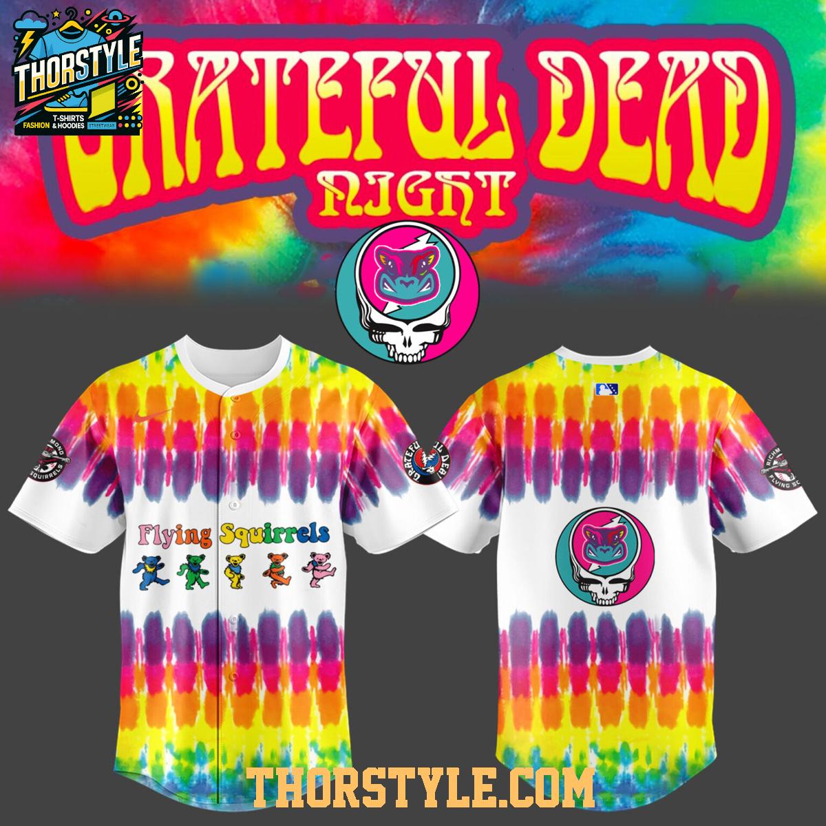 Richmond Flying Squirrels x Grateful Dead Night 2026 Baseball Jersey Richmond Flying Squirrels x Grateful Dead Night 2026 Baseball Jersey