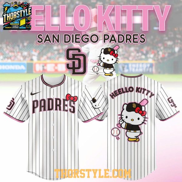 San Diego Padres Hello Kitty 2026 Classic MLB Game Striped Baseball Jersey