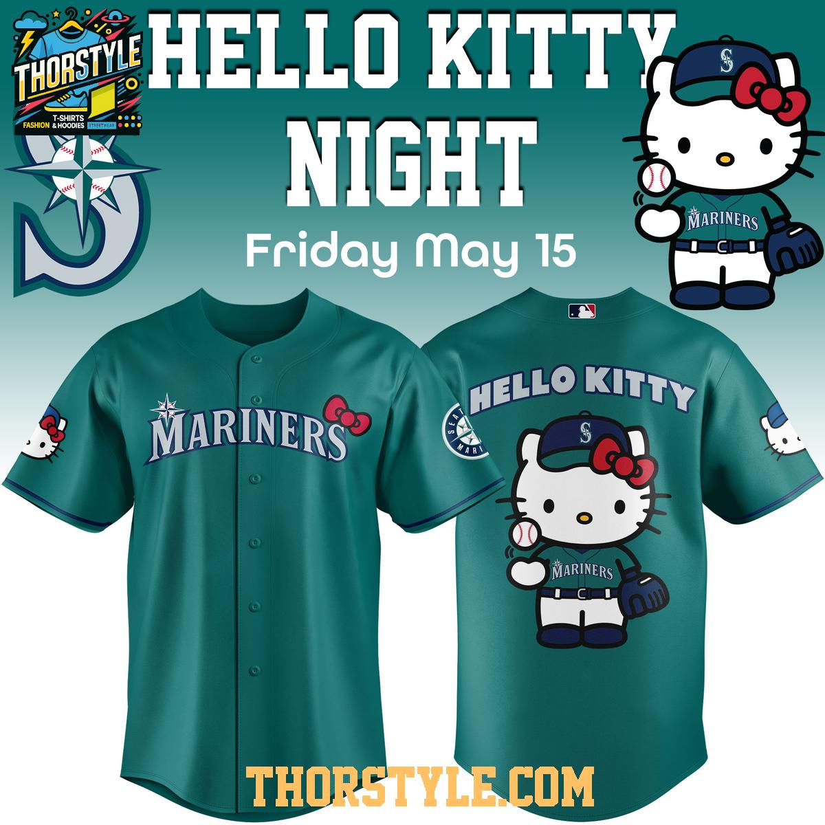 Seattle Mariners x Hello Kitty Night 2026 Forest Green Baseball Jersey Seattle Mariners x Hello Kitty Night 2026 Forest Green Baseball Jersey