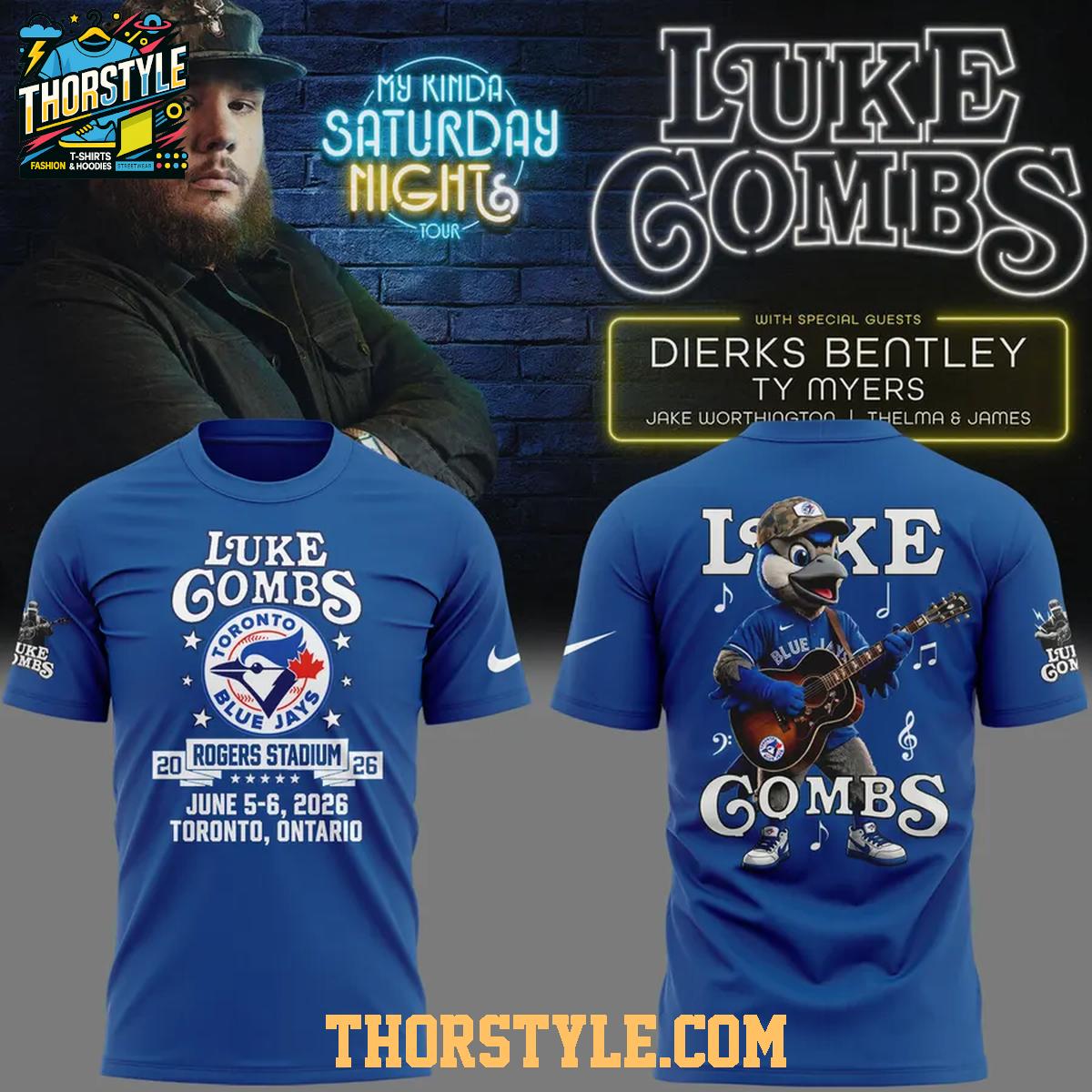 Toronto Blue Jays My Kinda Saturday Night Tour 2026 x Luke Combs Hoodie Toronto Blue Jays My Kinda Saturday Night Tour 2026 x Luke Combs Hoodie