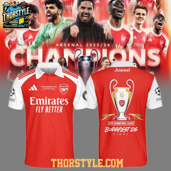 Arsenal Champions League Winners Fly Emirates Budapest Final Polo Shirt