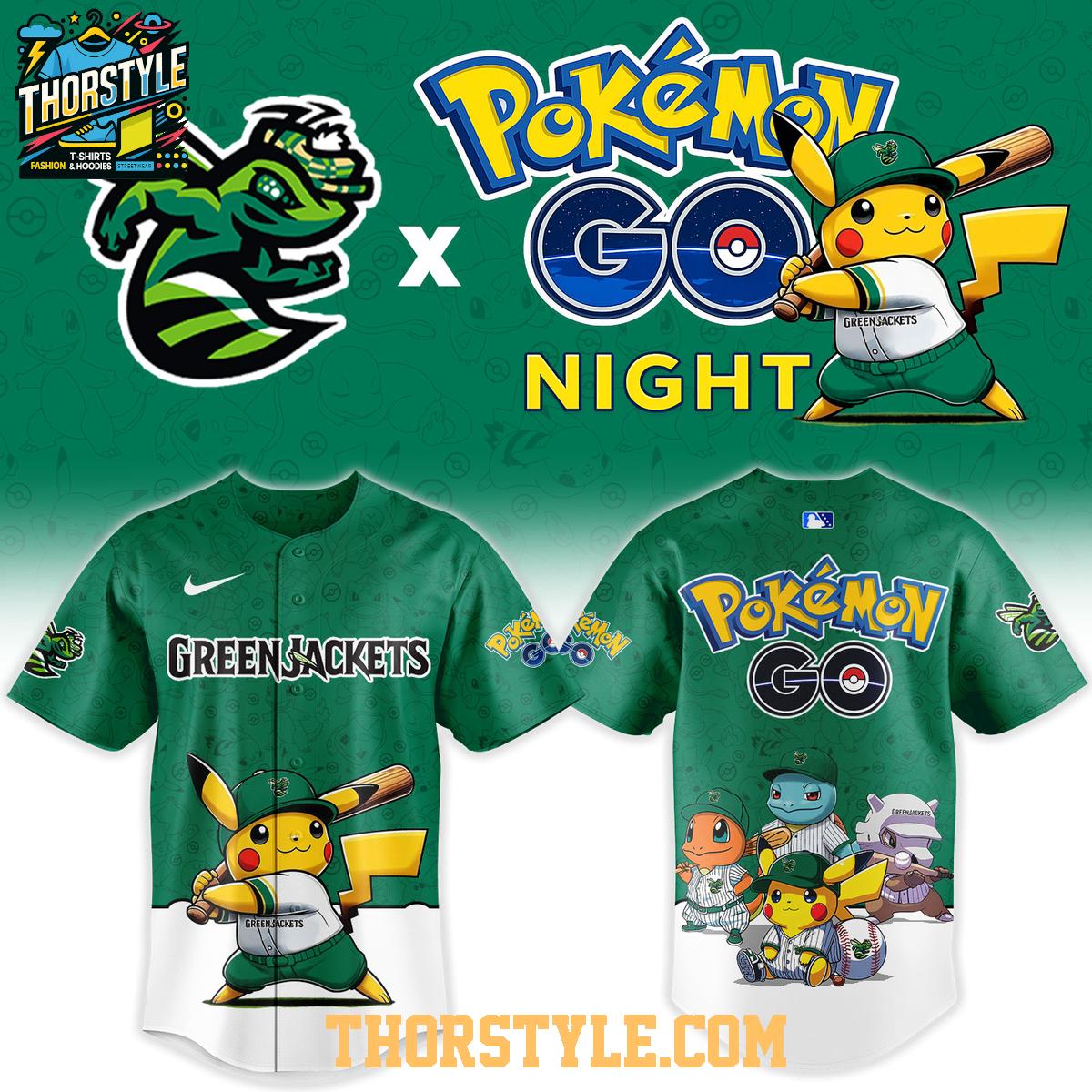 Augusta GreenJackets Pokemon GO Night 2026 MiLB Baseball Jersey Augusta GreenJackets Pokemon GO Night 2026 MiLB Baseball Jersey