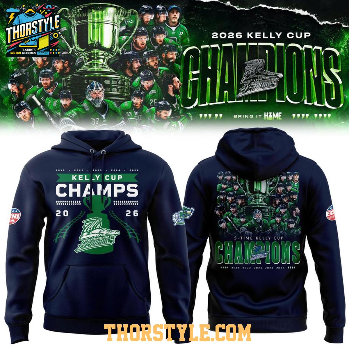 Florida Everblades ECHL Kelly Cup Champions 2026 Navy Version Hoodie T-Shirt Florida Everblades ECHL Kelly Cup Champions 2026 Navy Version Hoodie T-Shirt