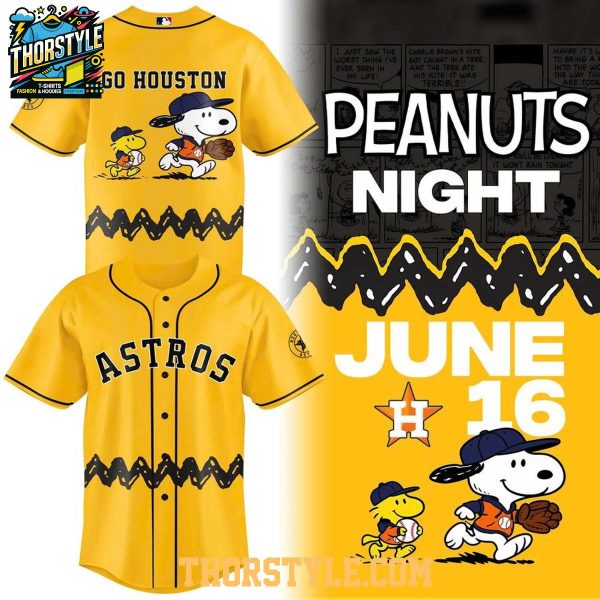 Houston Astros 2026 Peanuts Night Go Houston Personalized Baseball Jersey