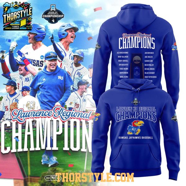 Kansas Jayhawks Baseball Lawrence Regional Champions 2026 Night Hoodie Shirts