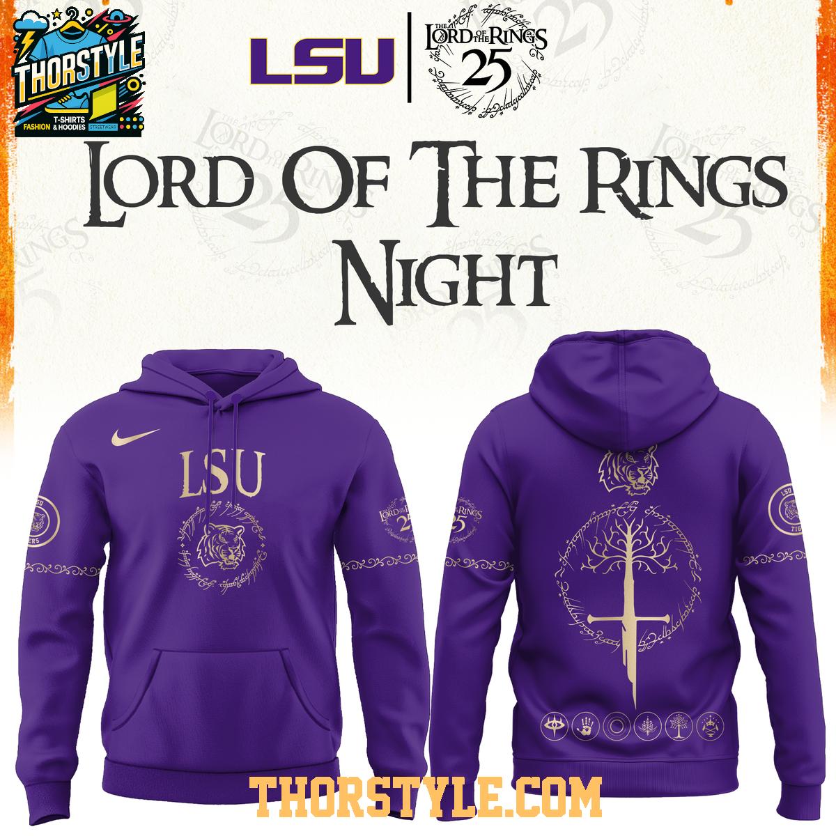 LSU Tigers The Lord of The Rings Night 2026 Game NCAA Hoodie Shirts LSU Tigers The Lord of The Rings Night 2026 Game NCAA Hoodie Shirts