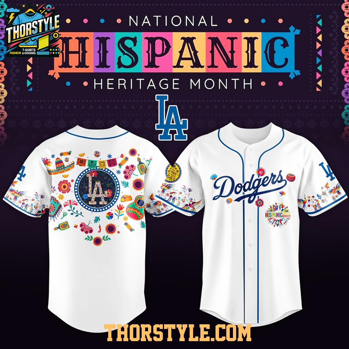 Los Angeles Dodgers Hispanic Heritage Month 2026 White Custom Baseball Jersey Los Angeles Dodgers Hispanic Heritage Month 2026 White Custom Baseball Jersey