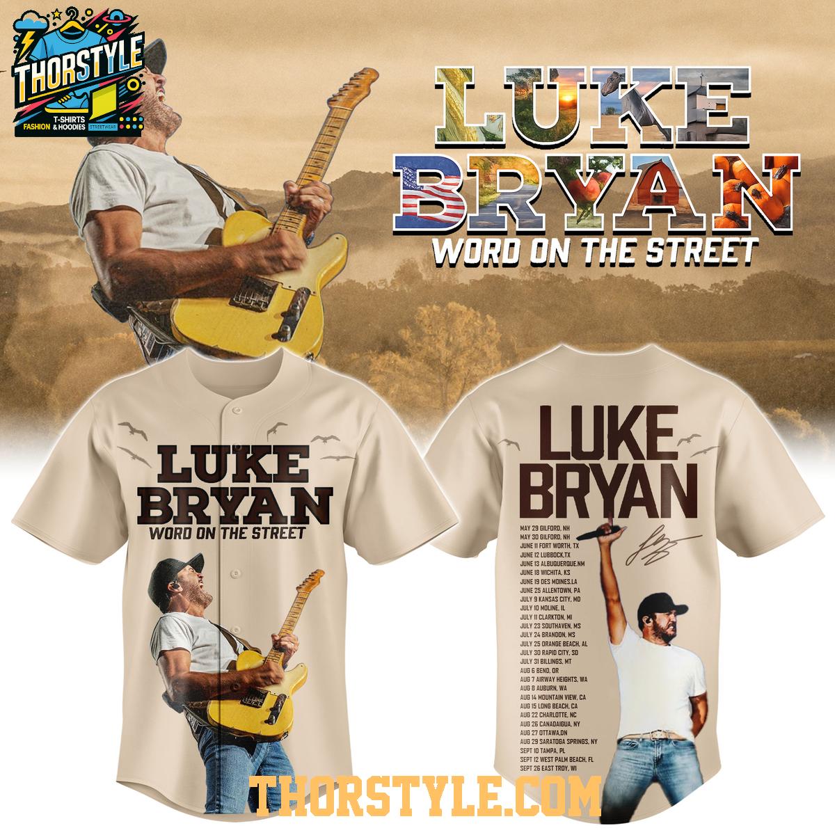 Luke Bryan Word On The Street Tour 2026 Celebration Baseball Jersey Luke Bryan Word On The Street Tour 2026 Celebration Baseball Jersey