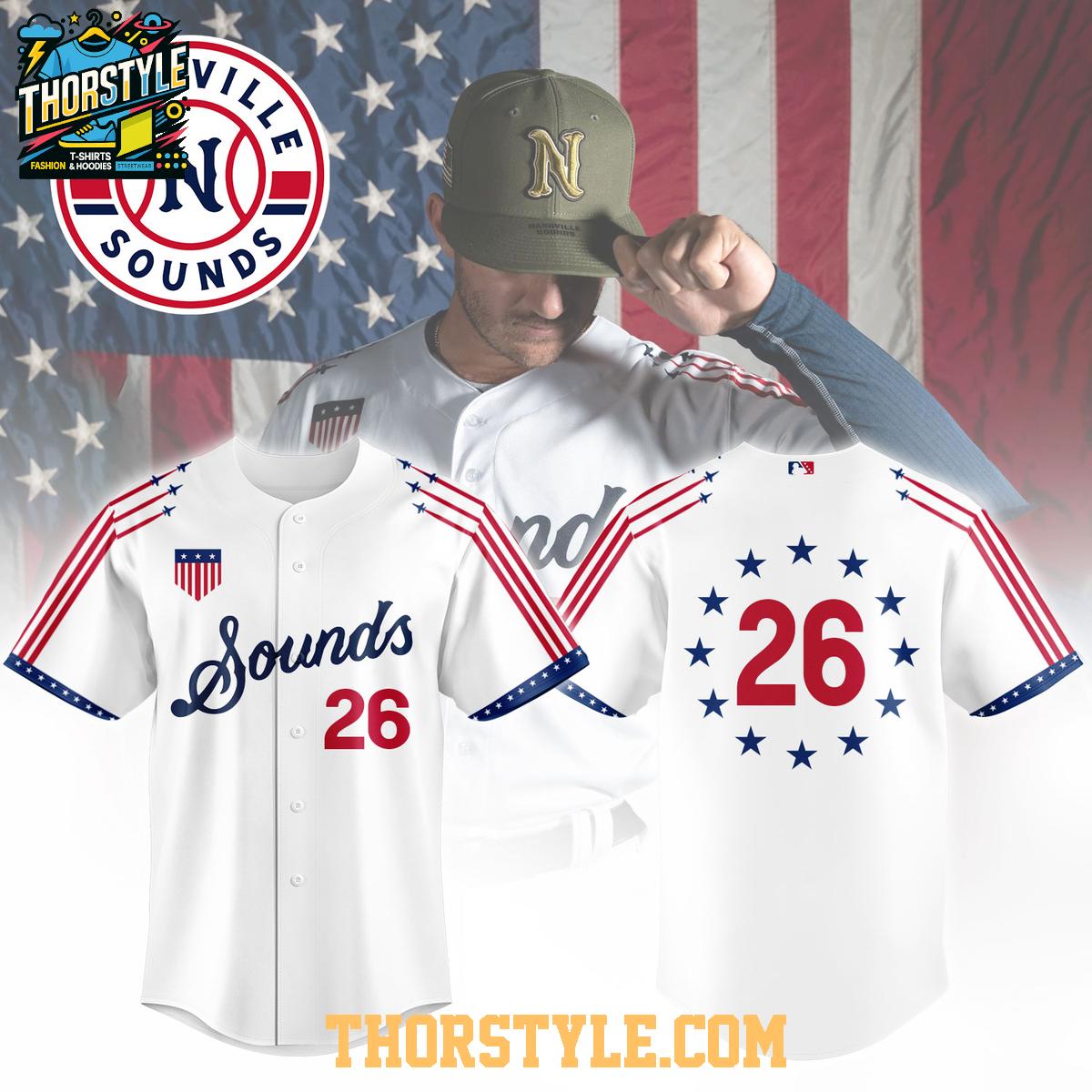 Nashville Sounds 2026 Military Appreciation x America 250 Baseball Jersey Nashville Sounds 2026 Military Appreciation x America 250 Baseball Jersey