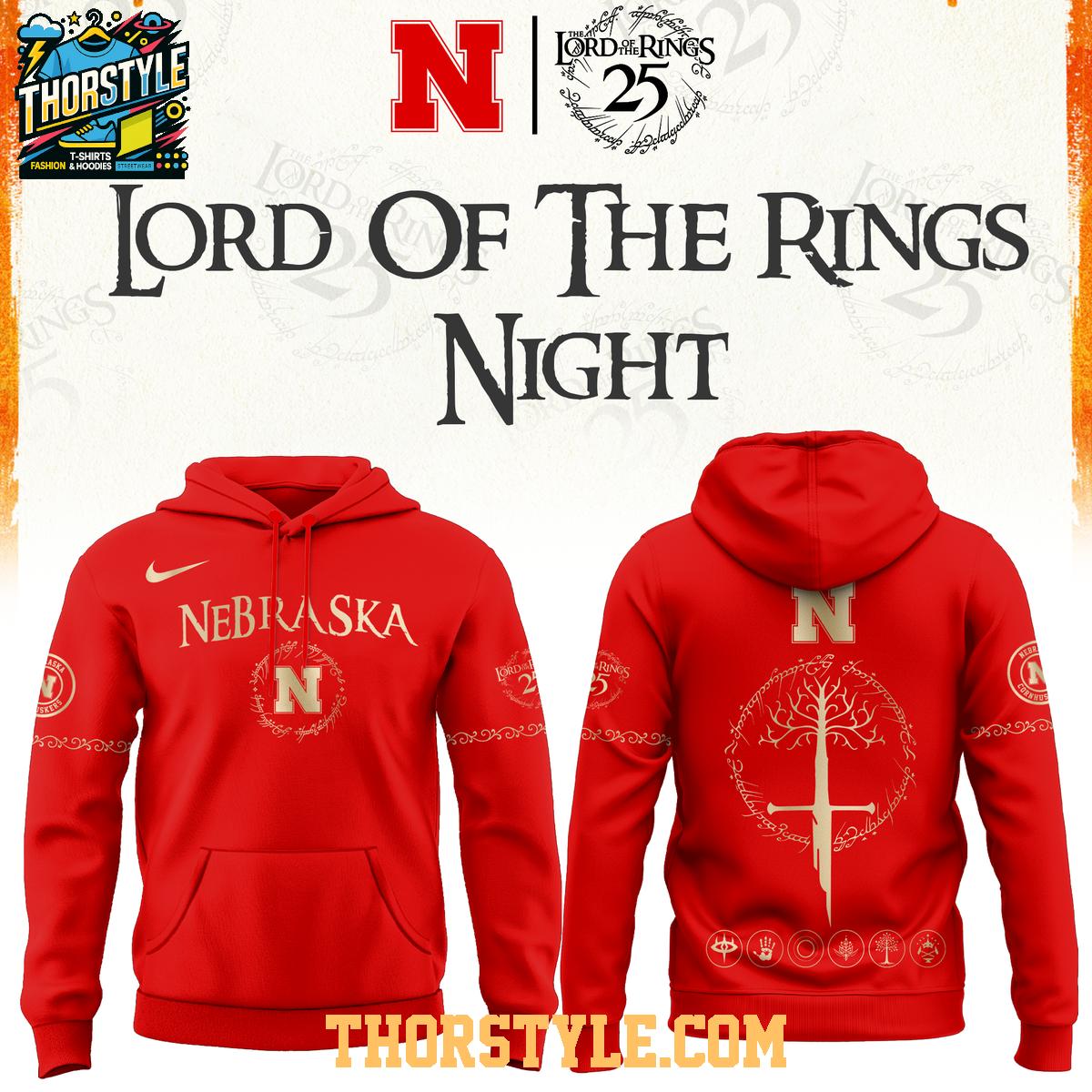 Nebraska Cornhuskers The Lord of The Rings Night 2026 Game NCAA Hoodie Shirts Nebraska Cornhuskers The Lord of The Rings Night 2026 Game NCAA Hoodie Shirts