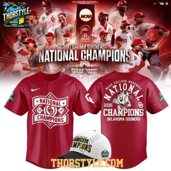 Oklahoma Sooners NCAA National Champions 2026 Boomer Sooner Baseball Jersey