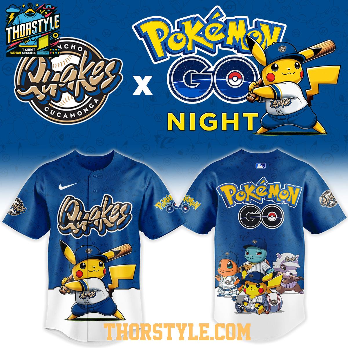 Rancho Cucamonga Quakes Pokemon GO Night 2026 MiLB Baseball Jersey Rancho Cucamonga Quakes Pokemon GO Night 2026 MiLB Baseball Jersey