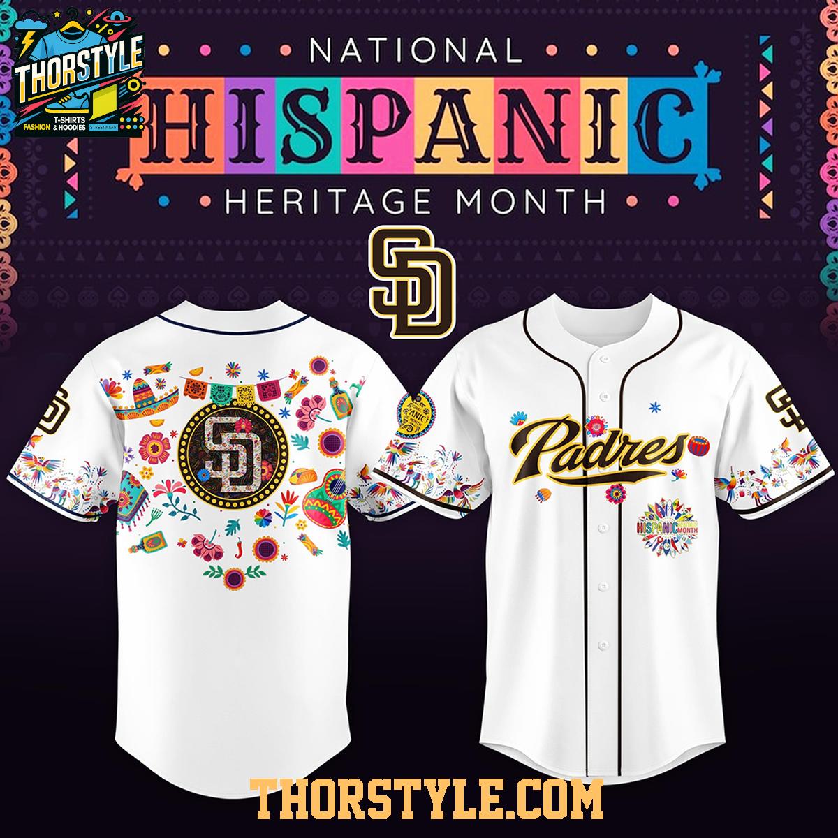 San Diego Padres Hispanic Heritage Month 2026 White Custom Baseball Jersey San Diego Padres Hispanic Heritage Month 2026 White Custom Baseball Jersey