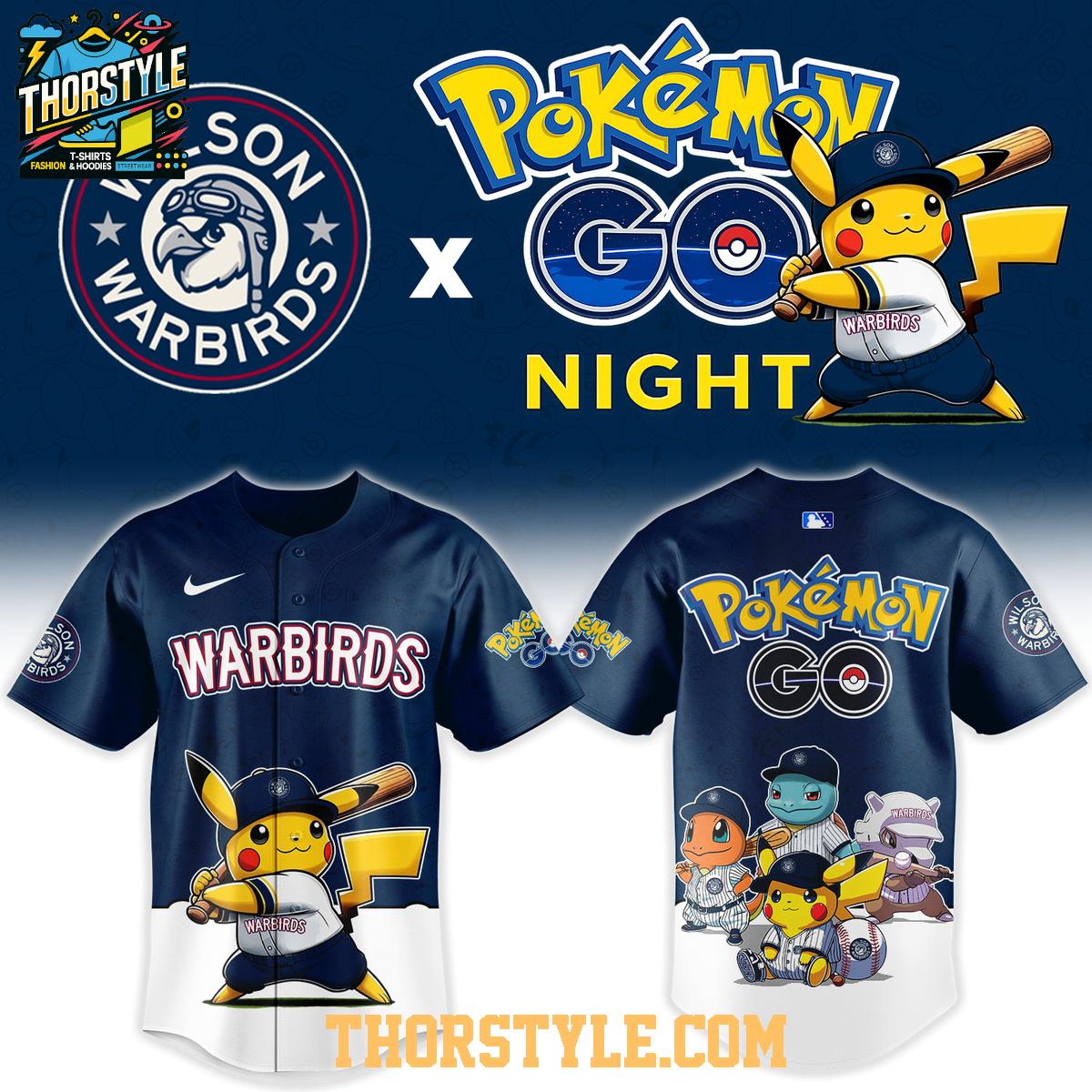 Wilson Warbirds x Pokemon GO Night 2026 MiLB Baseball Jersey Wilson Warbirds x Pokemon GO Night 2026 MiLB Baseball Jersey
