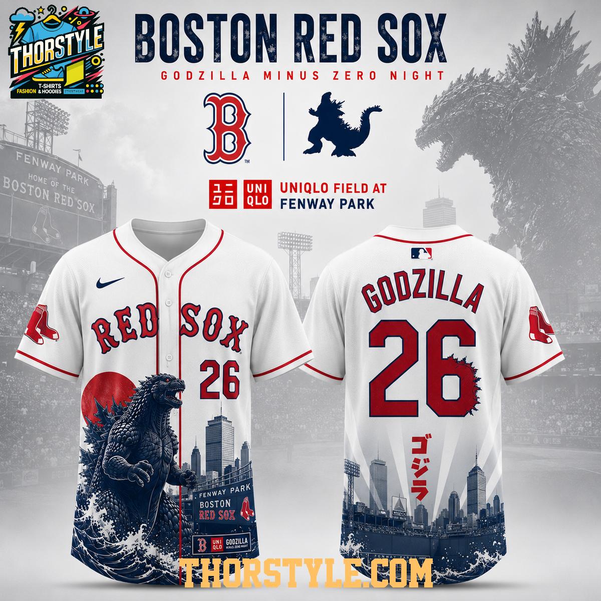 Boston Red Sox x Godzilla minus Zero Night 2026 Custom Baseball Jersey Boston Red Sox x Godzilla minus Zero Night 2026 Custom Baseball Jersey