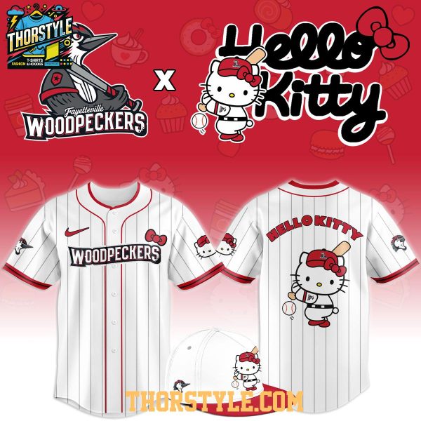 Fayetteville Woodpeckers x Hello Kitty Classic Striped 2026 Night MiLB Game Jersey
