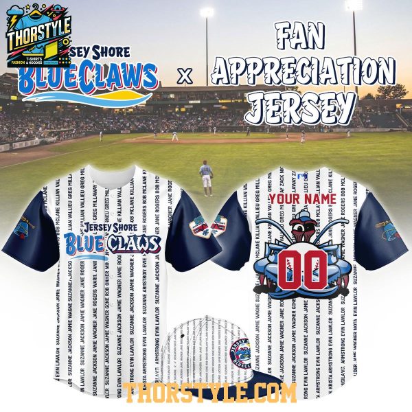 Jersey Shore BlueClaws x Fan Appreciation Auction Night 2026 Baseball Jersey