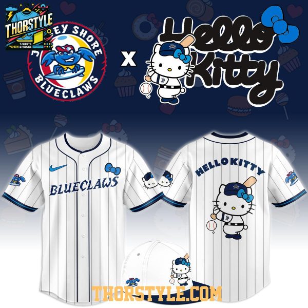 Jersey Shore BlueClaws x Hello Kitty Classic Striped 2026 Night MiLB Game Jersey
