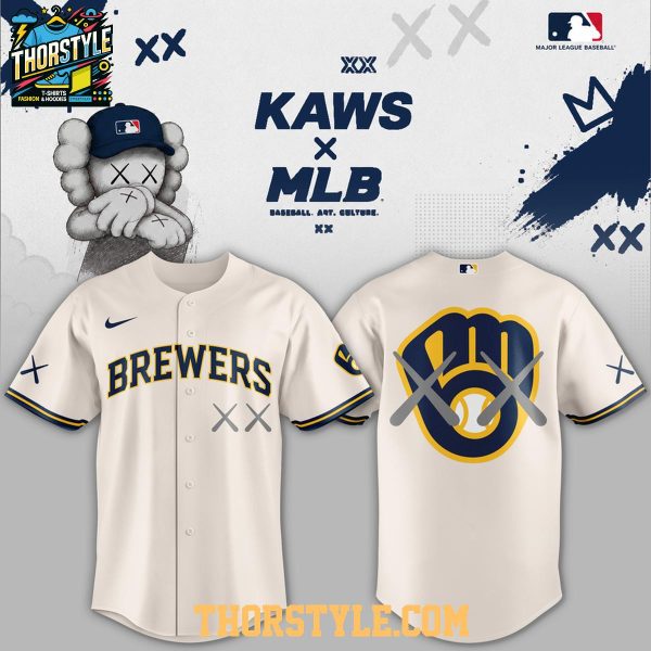 Milwaukee Brewers x Kaws Night Creamy Edition Personalized Baseball Jersey