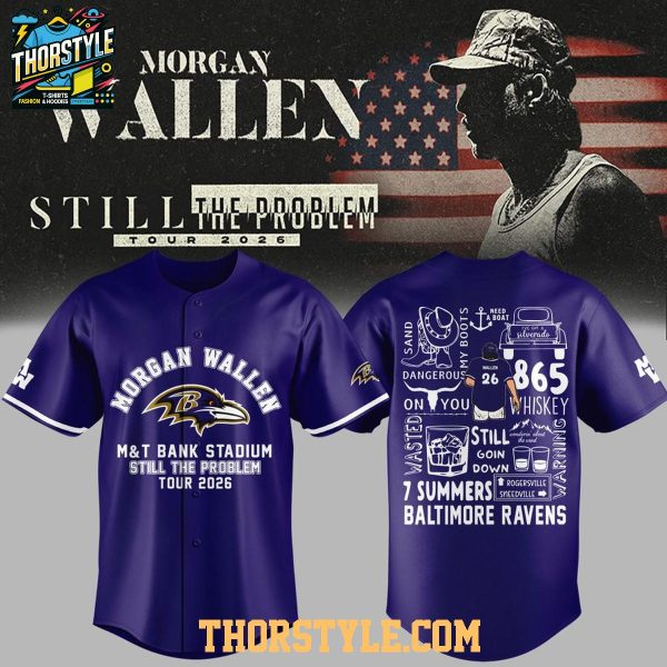 Morgan Wallen x Baltimore Ravens Still The Problem Tour 2026 NFL Baseball Jersey