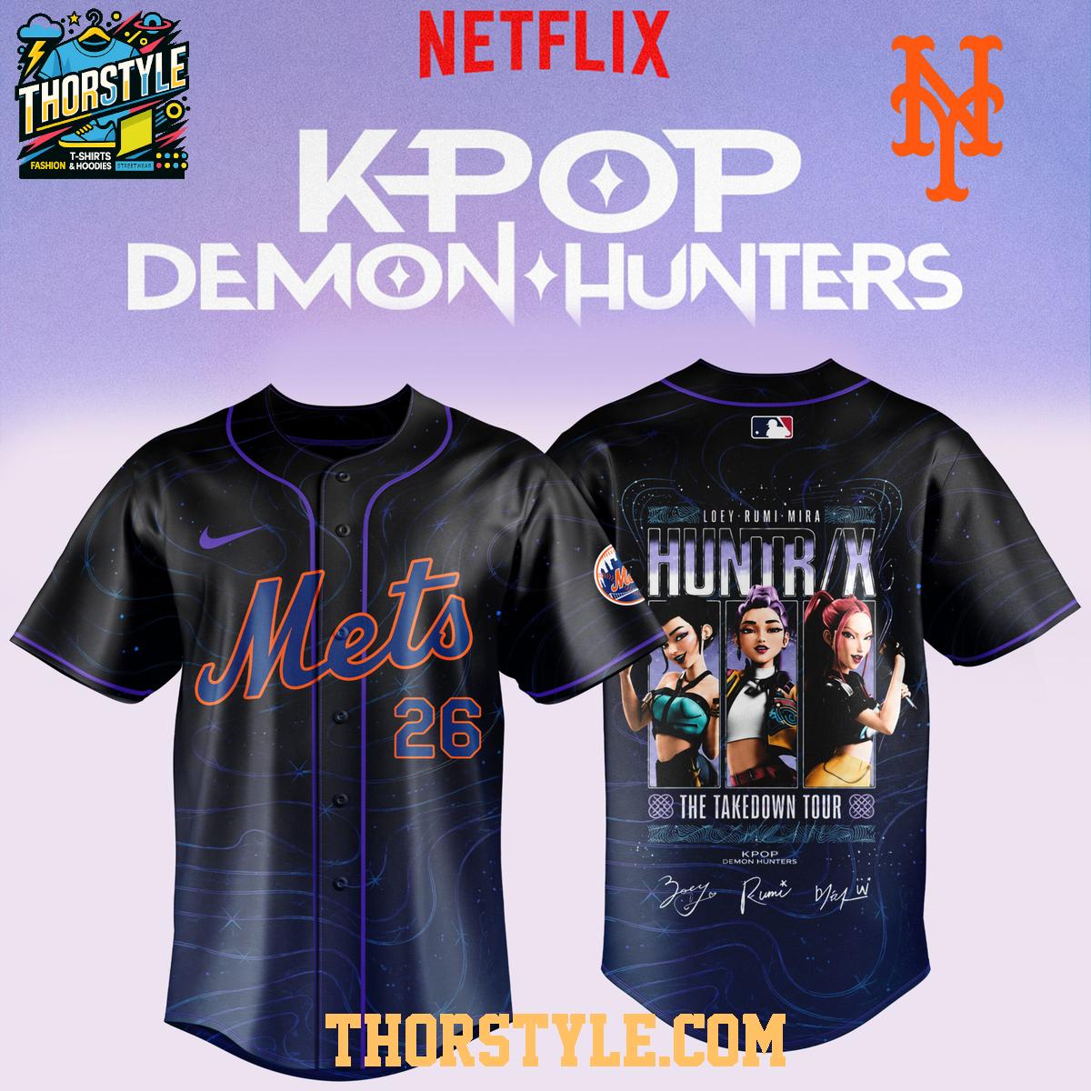 New York Mets x KPop Demon Hunters The Takedown Tour Baseball Jersey 2026 New York Mets x KPop Demon Hunters The Takedown Tour Baseball Jersey 2026