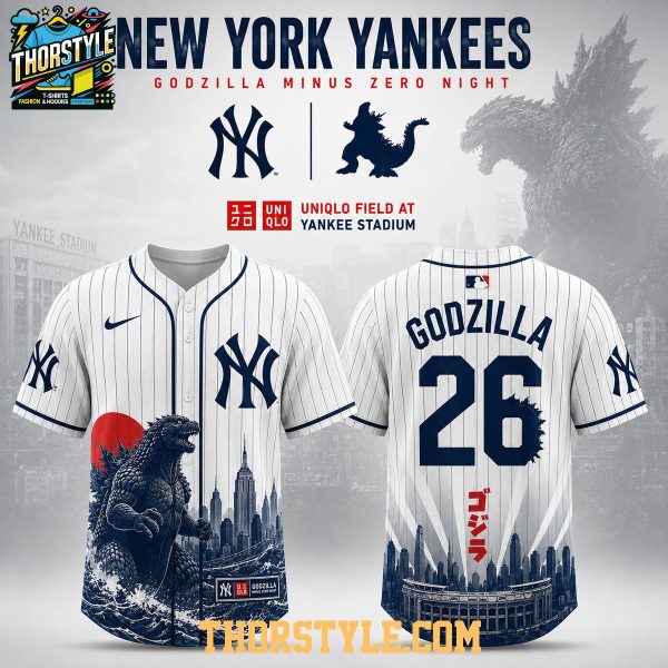 New York Yankees x Godzilla minus Zero Night 2026 Custom Baseball Jersey