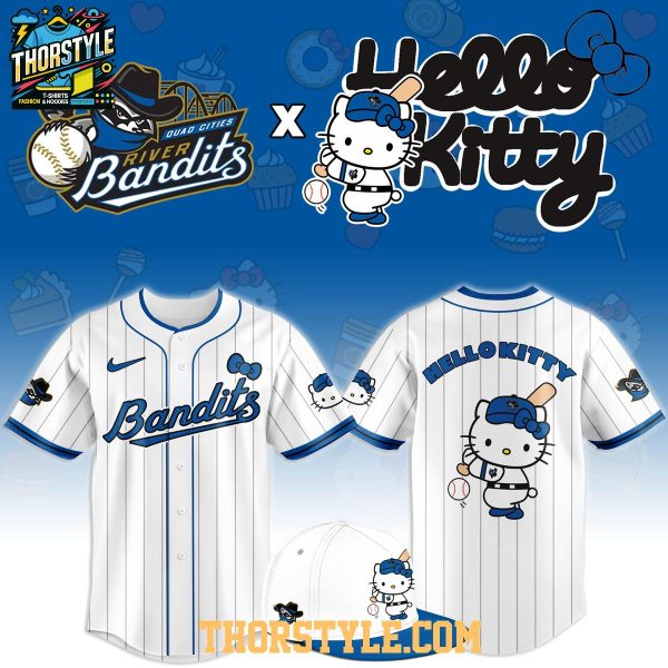 Quad Cities River Bandits x Hello Kitty Classic Striped 2026 Night MiLB Game Jersey