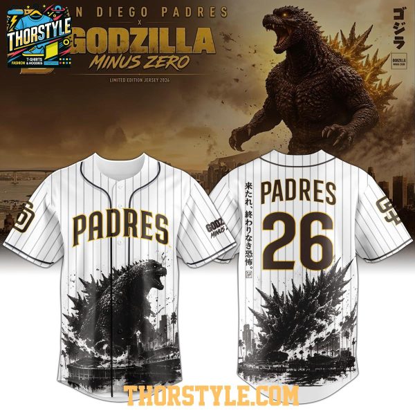 San Diego Padres Godzilla Minus Zero Game 2026 Striped Baseball Jersey