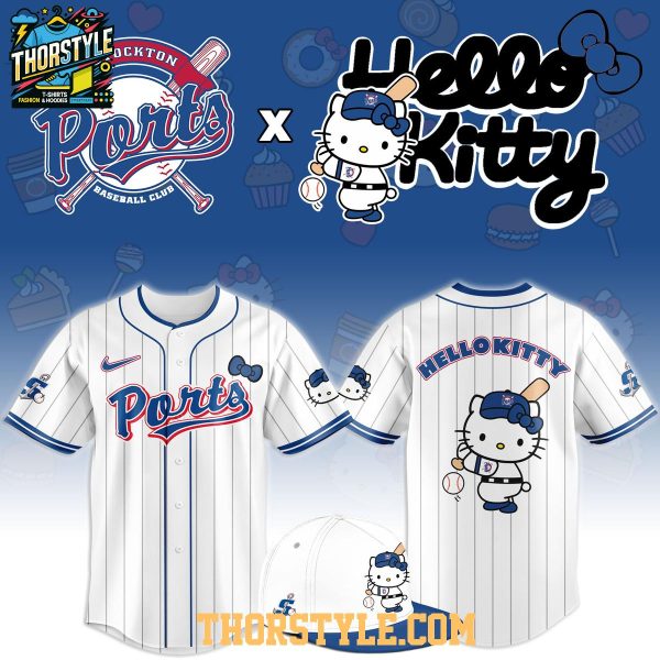 Stockton Ports x Hello Kitty Classic Striped 2026 Night MiLB Game Jersey