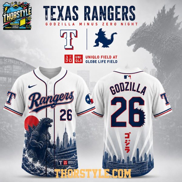 Texas Rangers x Godzilla minus Zero Night 2026 Custom Baseball Jersey