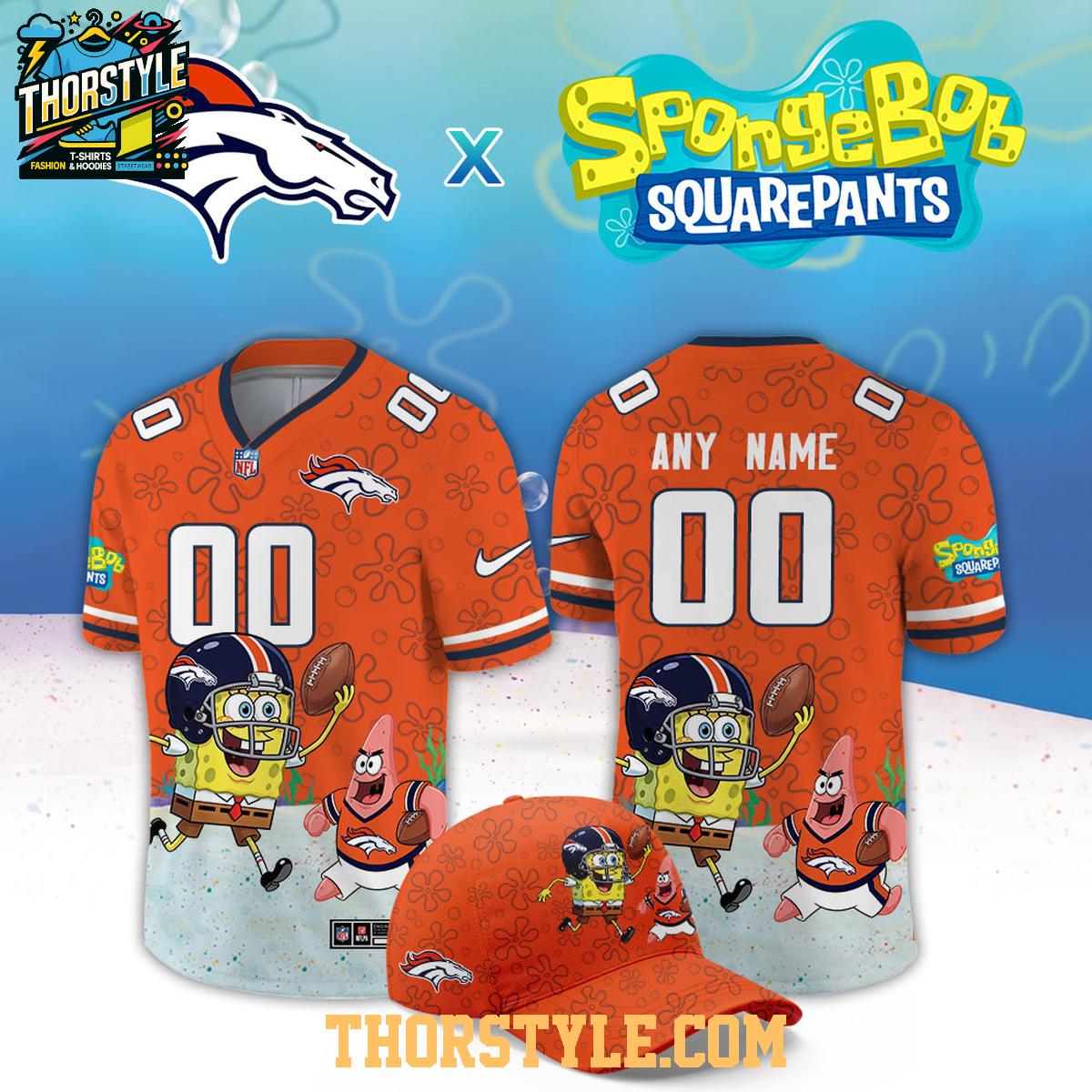 Denver Broncos x SpongeBob Squarepants 2026 Night Custom Football Jersey Denver Broncos x SpongeBob Squarepants 2026 Night Custom Football Jersey