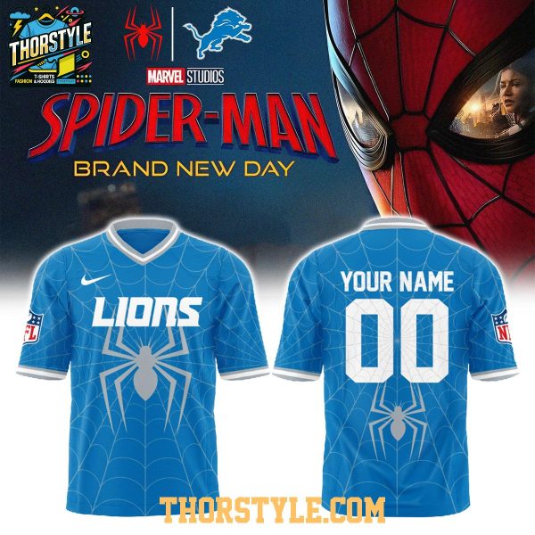 Detroit Lions Spider Man 2026 Brand New Day Personalized Football Jersey