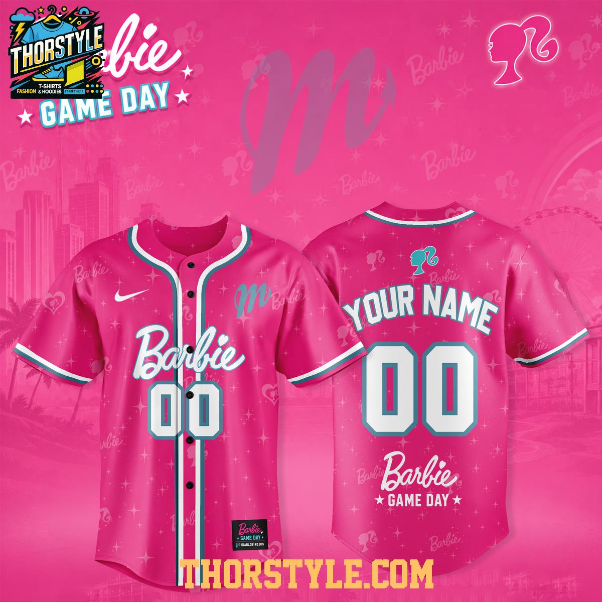 Diablos Rojos del Mexico x Barbie Game Day All Pink Personalized Baseball Jersey 2026 Diablos Rojos del Mexico x Barbie Game Day All Pink Personalized Baseball Jersey 2026
