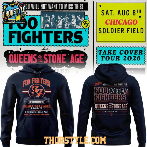 Foo Fighters x Queens of the Stone Age Take Cover Tour 2026 Chicago Hoodie Shirts