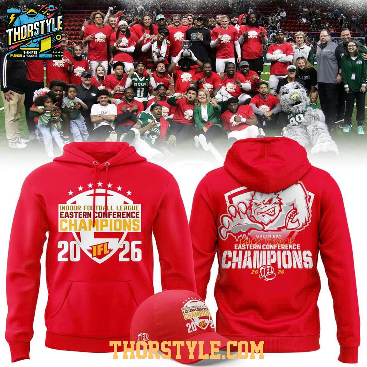 Green Bay Blizzard Indoor Football League Eastern Conference Champions Hoodie 2026 Green Bay Blizzard Indoor Football League Eastern Conference Champions Hoodie 2026