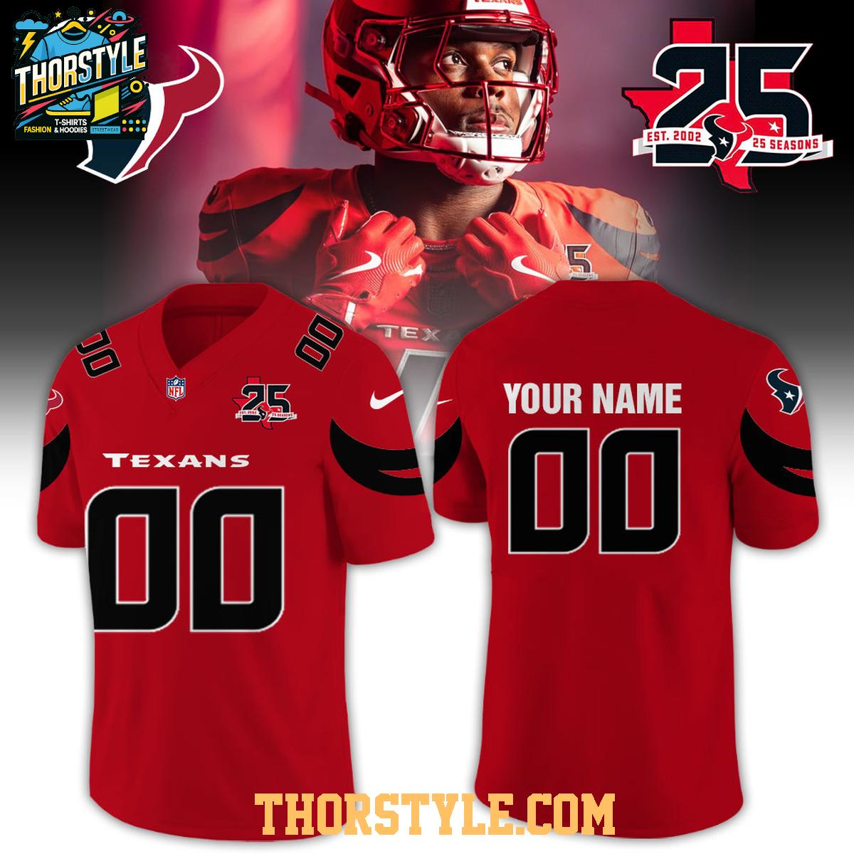 Houston Texans 25th Anniversary 2026 Night Personalized Football Jersey Houston Texans 25th Anniversary 2026 Night Personalized Football Jersey
