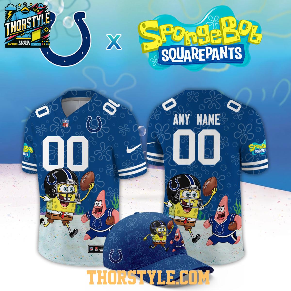 Indianpolis Colts x SpongeBob Squarepants 2026 Night Custom Football Jersey Indianpolis Colts x SpongeBob Squarepants 2026 Night Custom Football Jersey