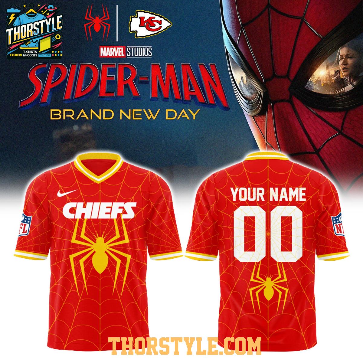 Kansas City Chiefs Spider Man 2026 Brand New Day Personalized Football Jersey Kansas City Chiefs Spider Man 2026 Brand New Day Personalized Football Jersey